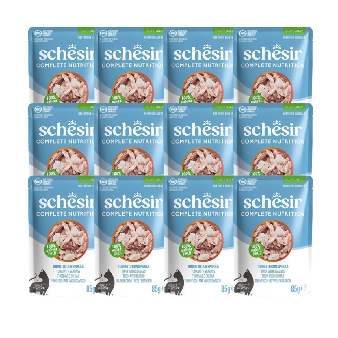 Schesir C&B Tuna with Sea bass in Jelly Pouch 85 g
