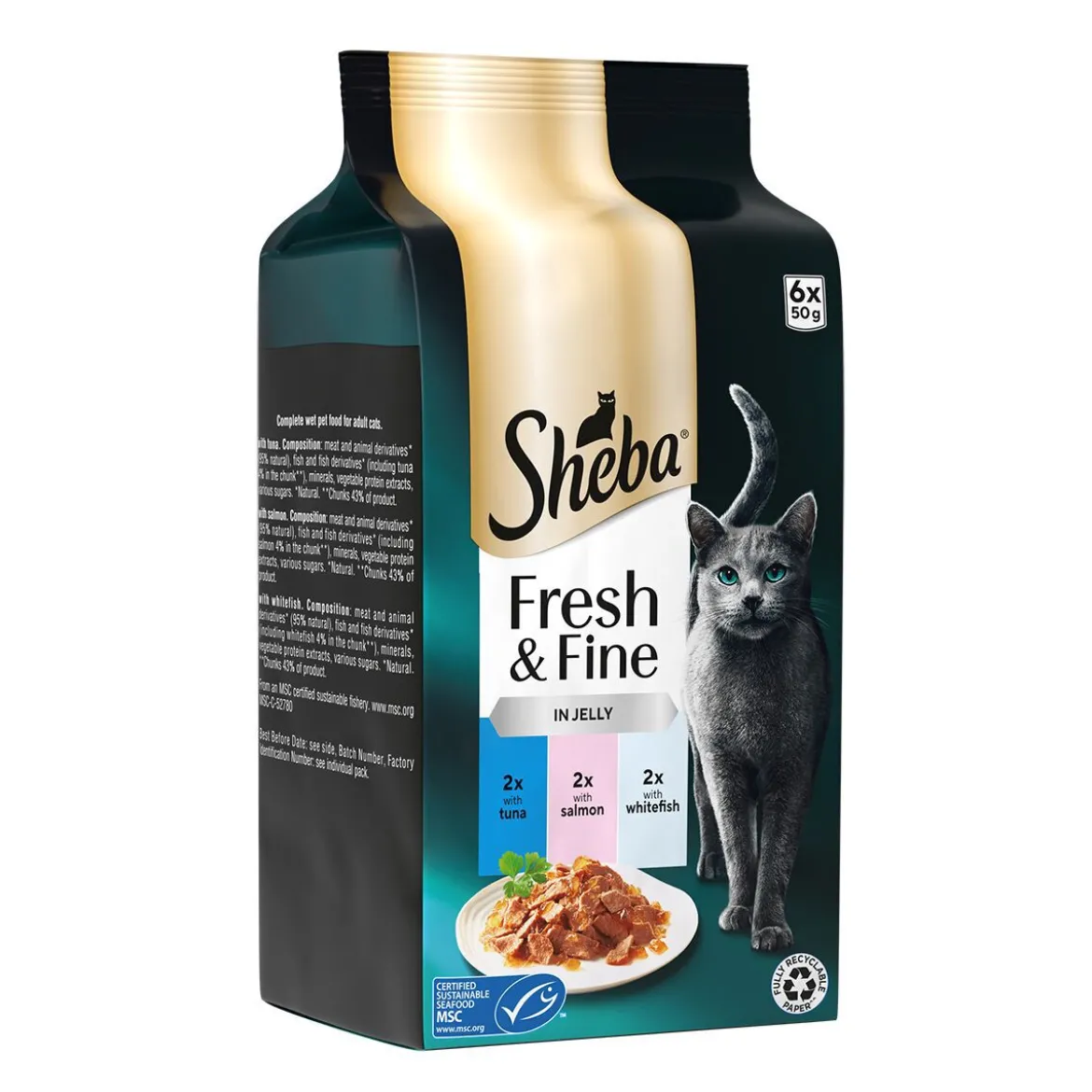 Sheba Fresh & Fine Våtfoder till Katt Fisk i Gelé 6x50 g