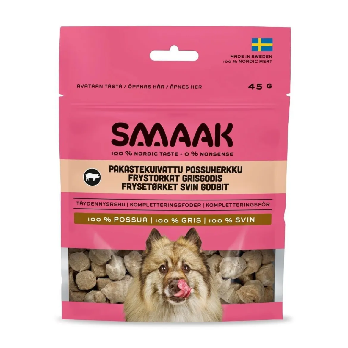 SMAAK Dog Frystorkat Hundgodis Gris 45 g
