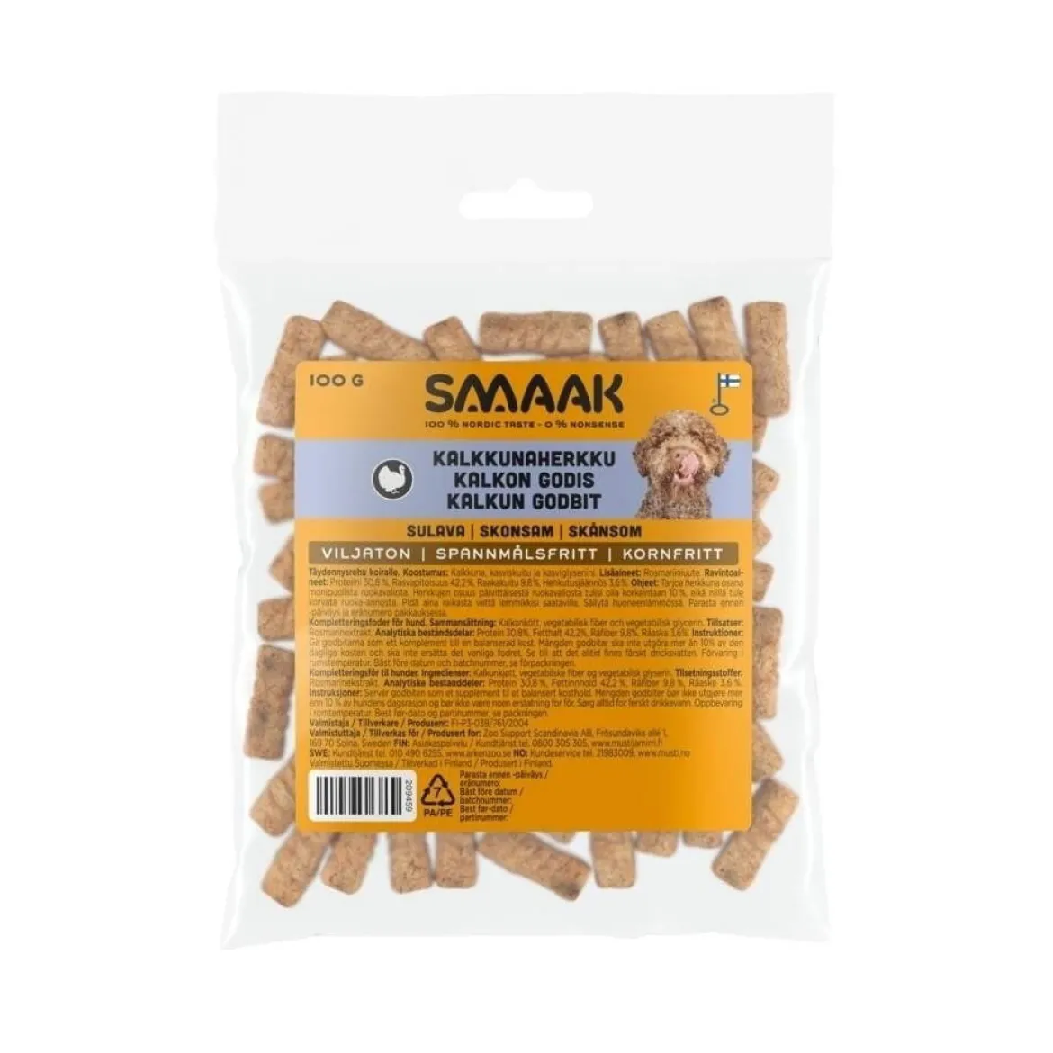 SMAAK Hundgodis Sensitive Kalkon 100 g