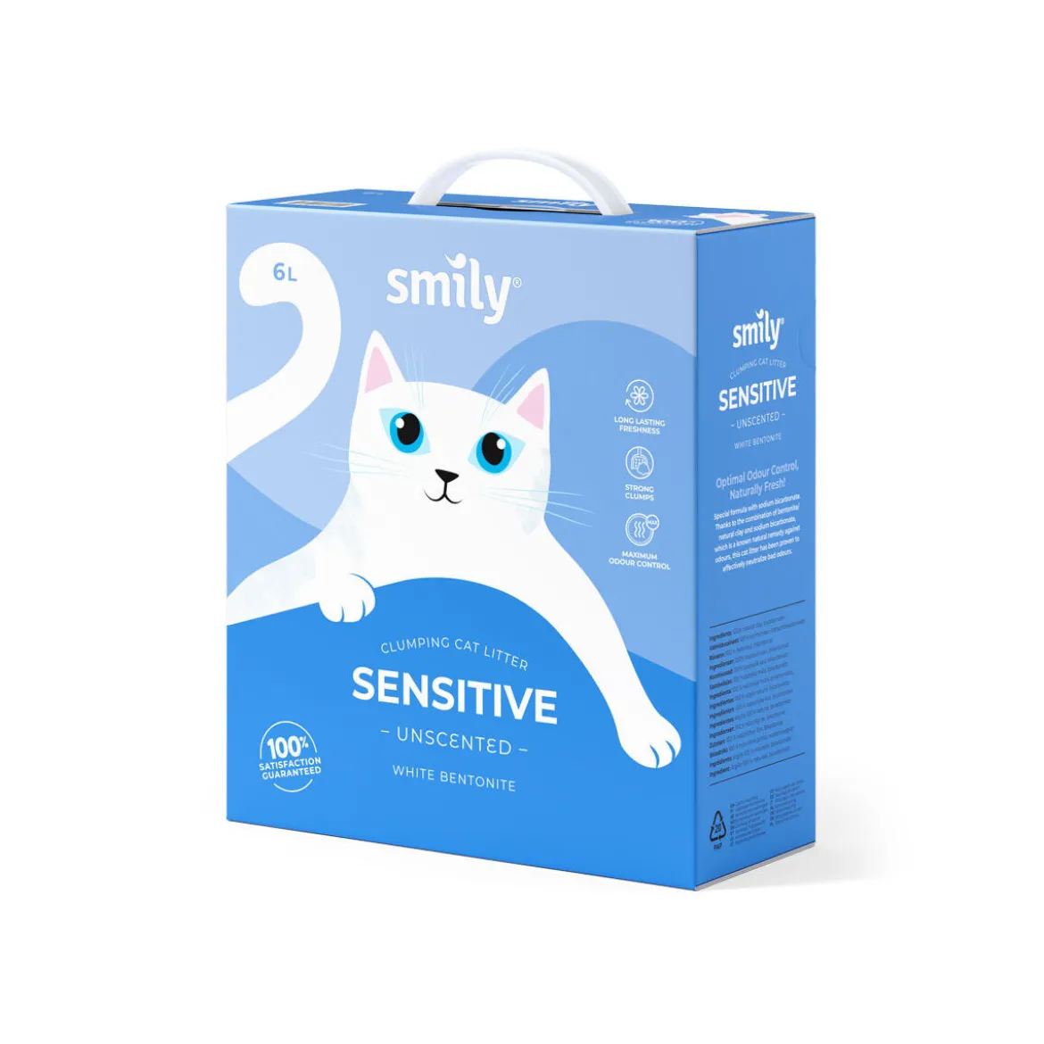 Smily White Bentonite Unscented Kattsand 6 L