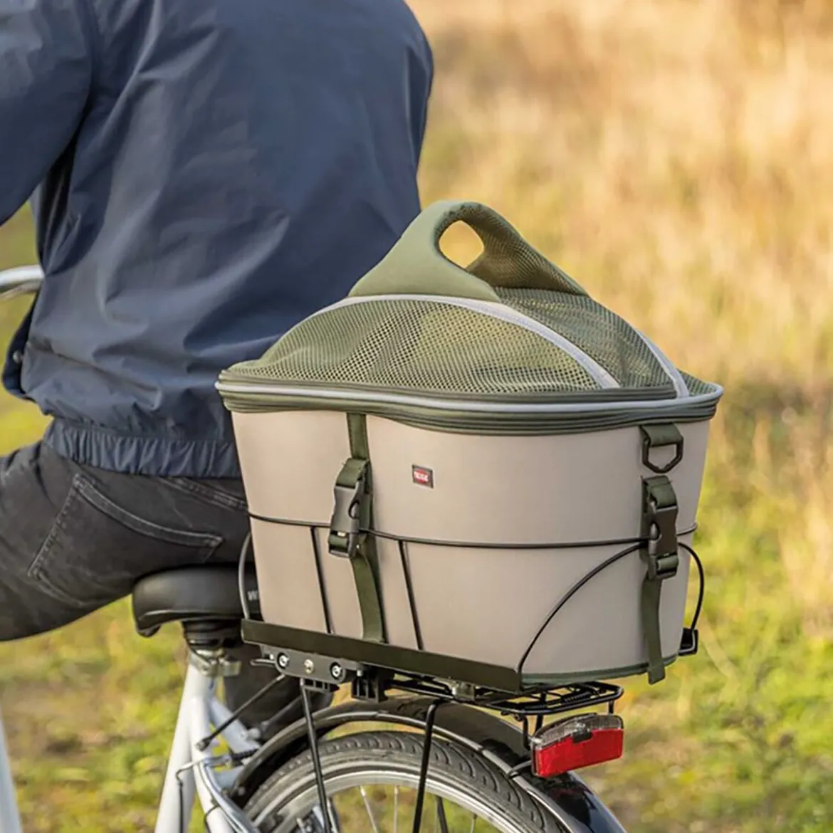 Trixie Cykelkorg för Hund till Pakethållare Grön/Beige