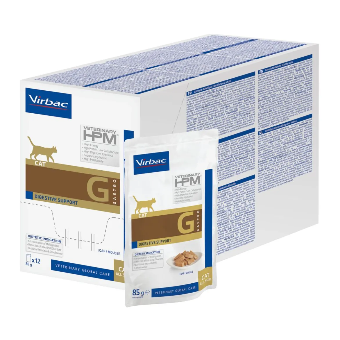 Virbac HPM Cat G1 Wet Gastro Digestive Support Veterinärfoder till Katt 12x85 g