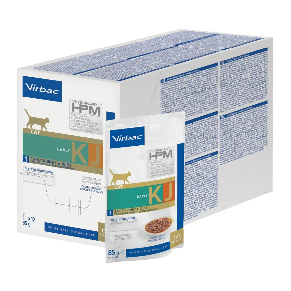 Virbac HPM Cat KJ1 Wet Early Kidney & Joint Veterinärfoder till Katt 12x85 g