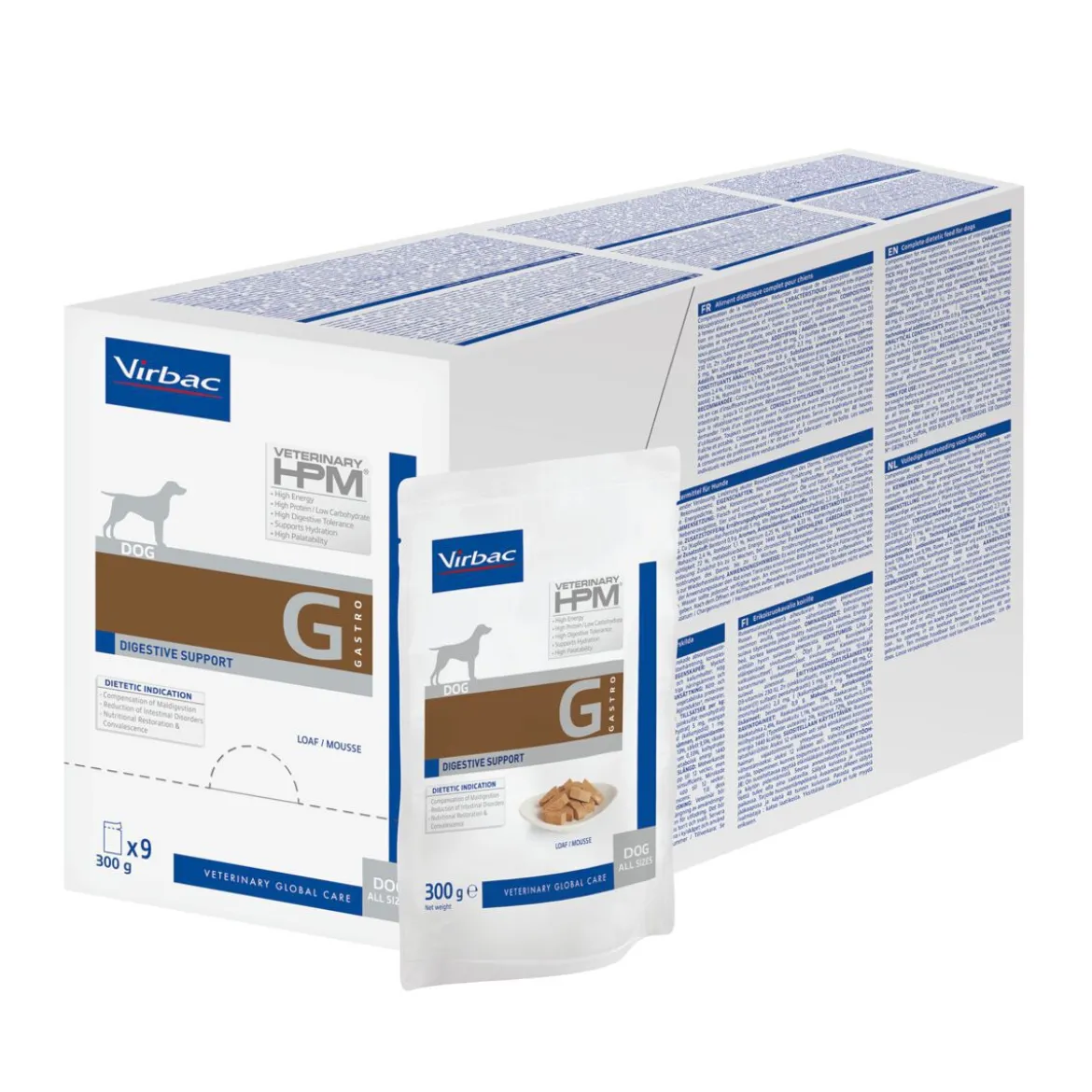 Virbac HPM Dog G1 Wet Gastro Digestive Support Veterinärfoder till Hund 9x300 g
