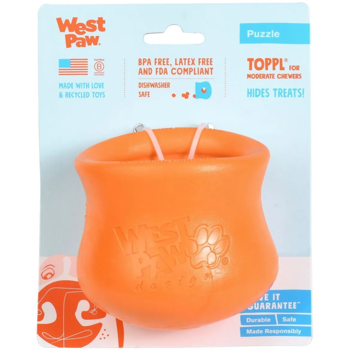 West Paw Toppl Orange