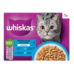 Whiskas 1+ Fish Selection Våtfoder till katt 12x85 g